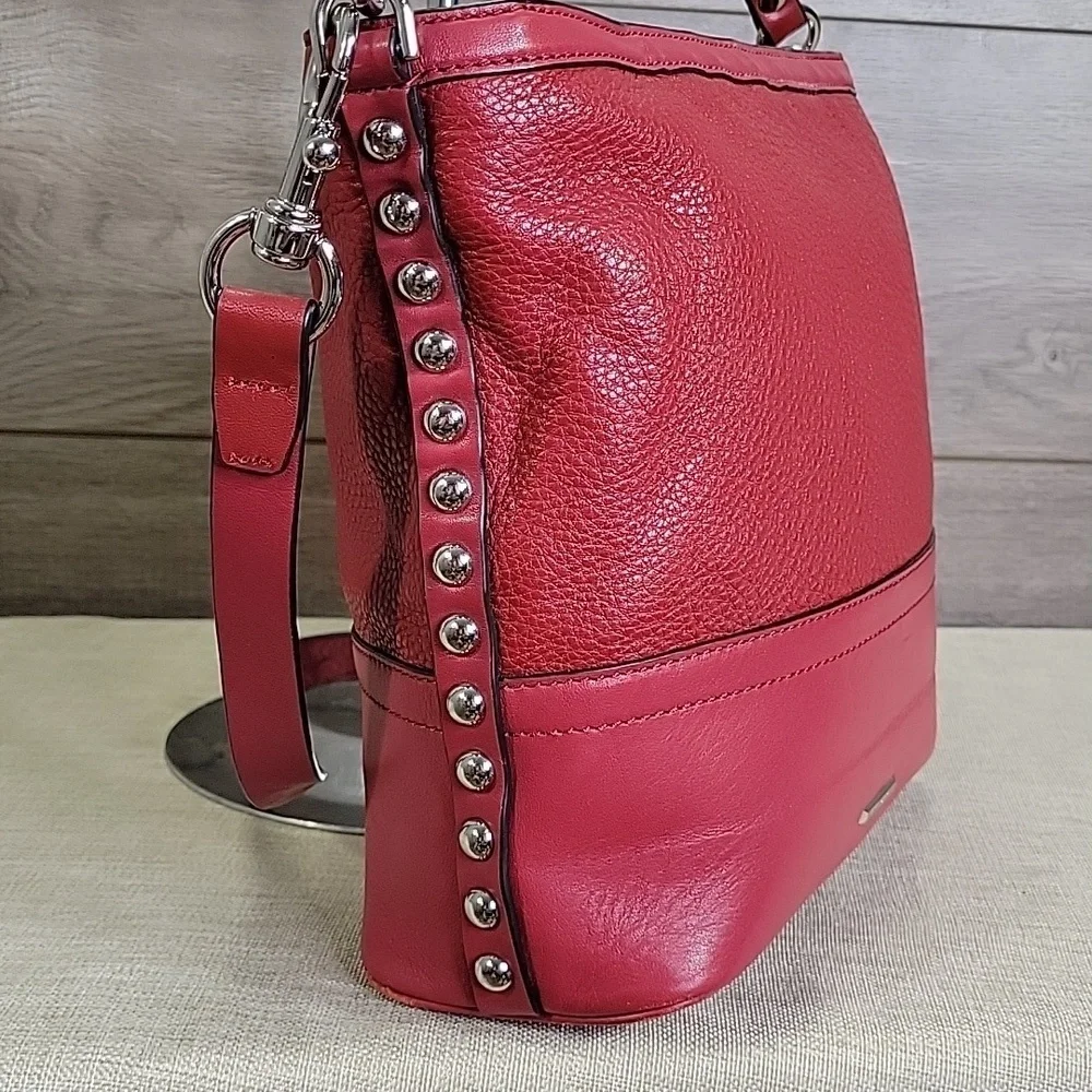 Rebecca Minkoff Blythe Red Studded Leather Shoulder Bag Purse Handbag